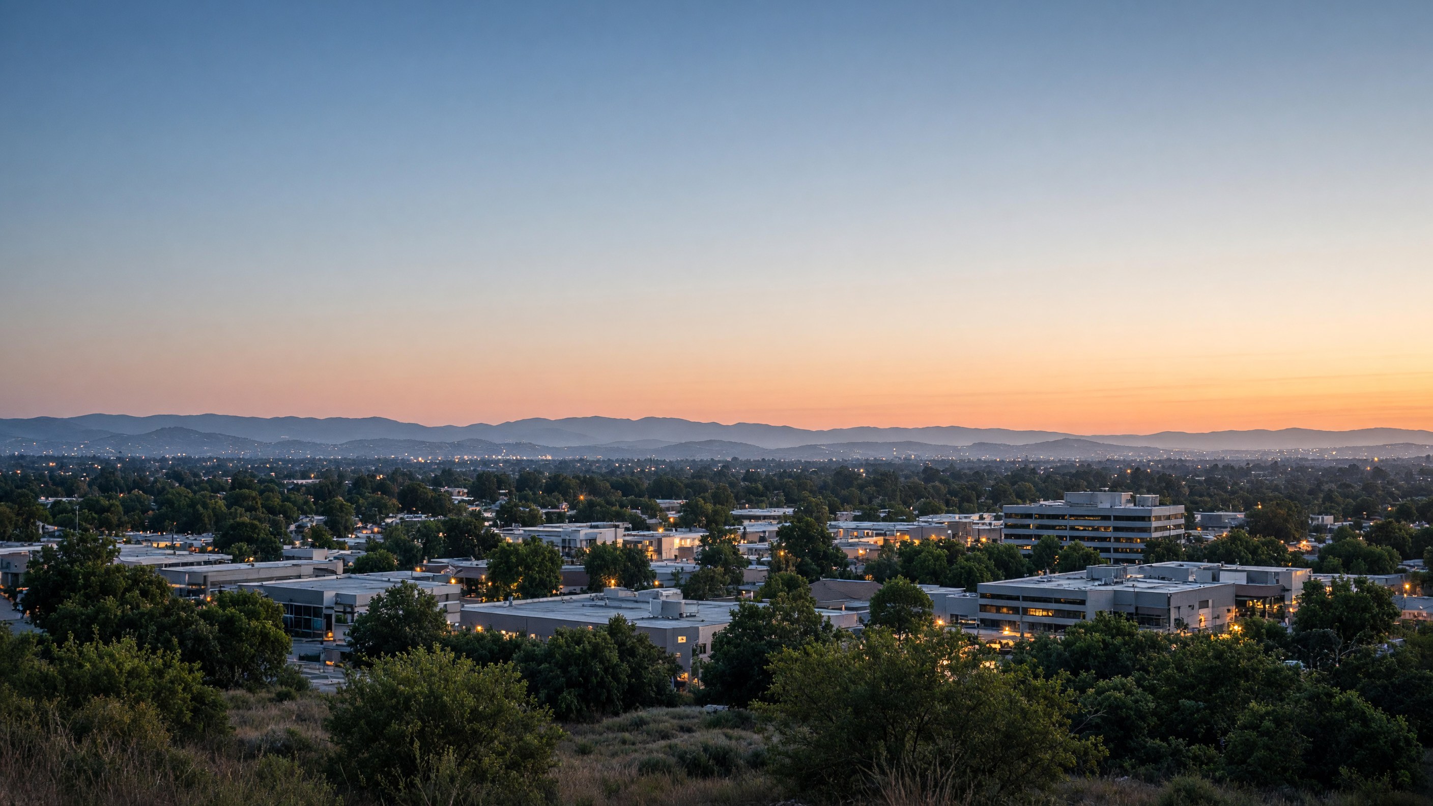 Rocklin skyline at dusk