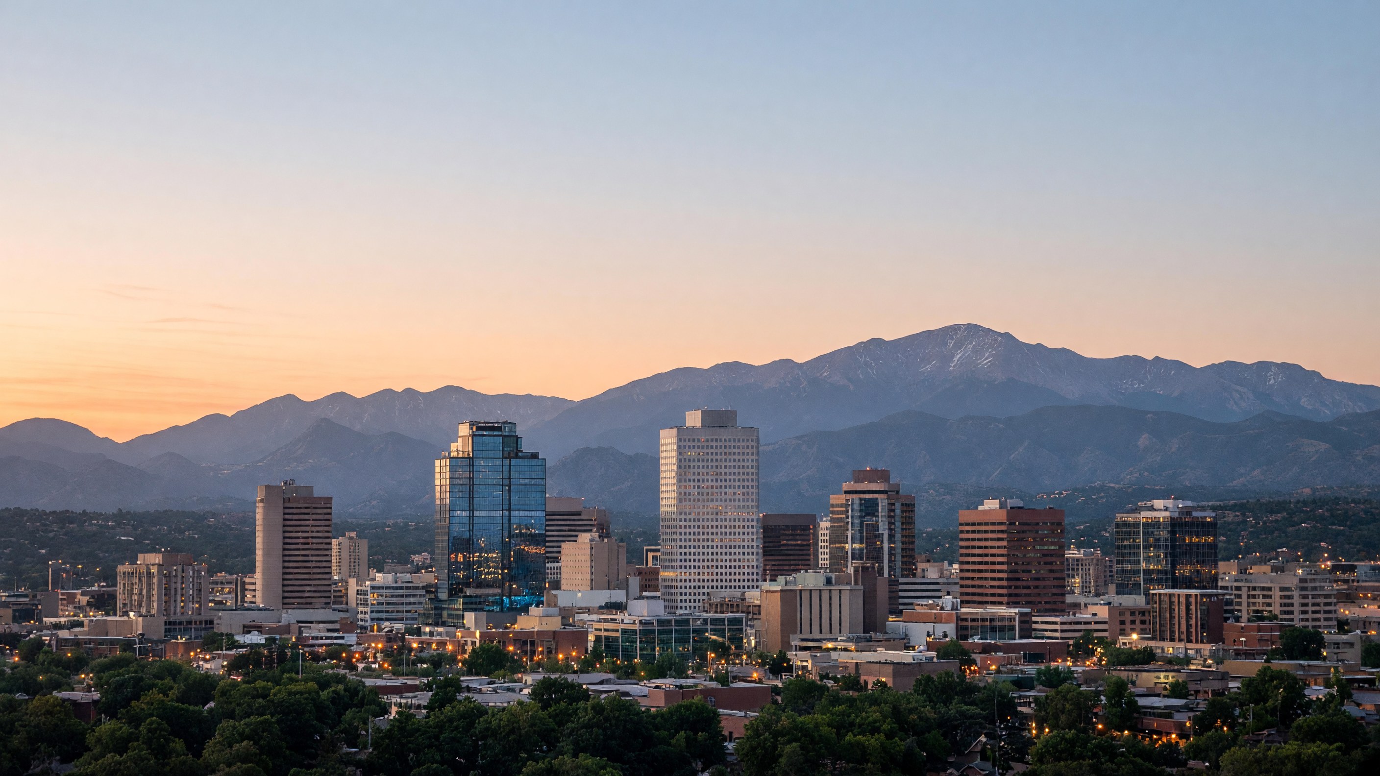 Colorado Springs skyline at dusk