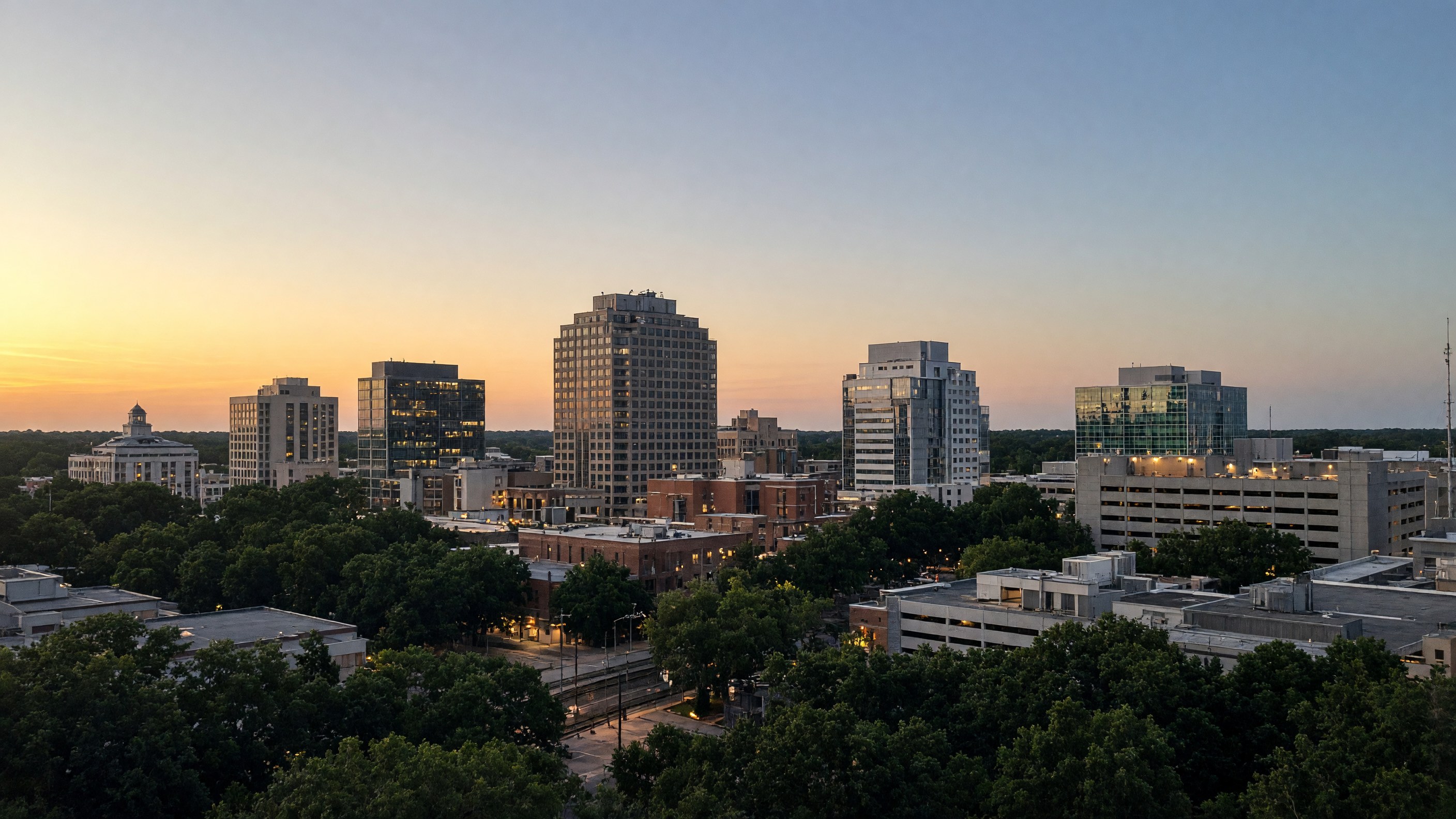 Gainesville skyline at dusk