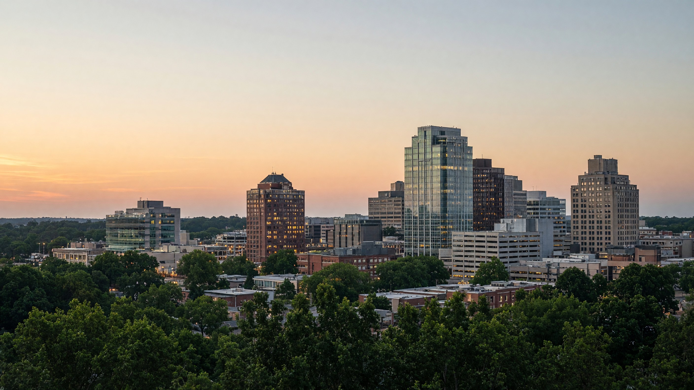 Greenville skyline at dusk