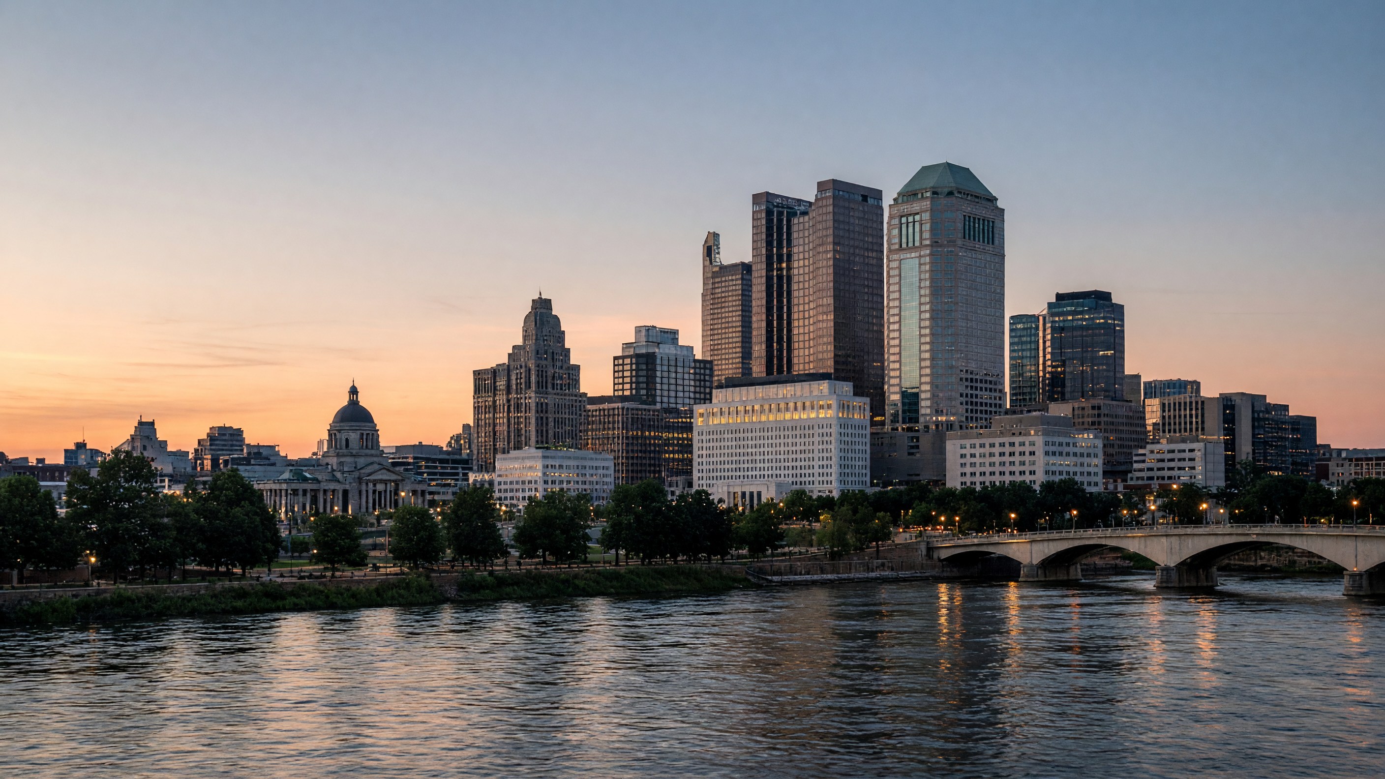 Columbus skyline at dusk