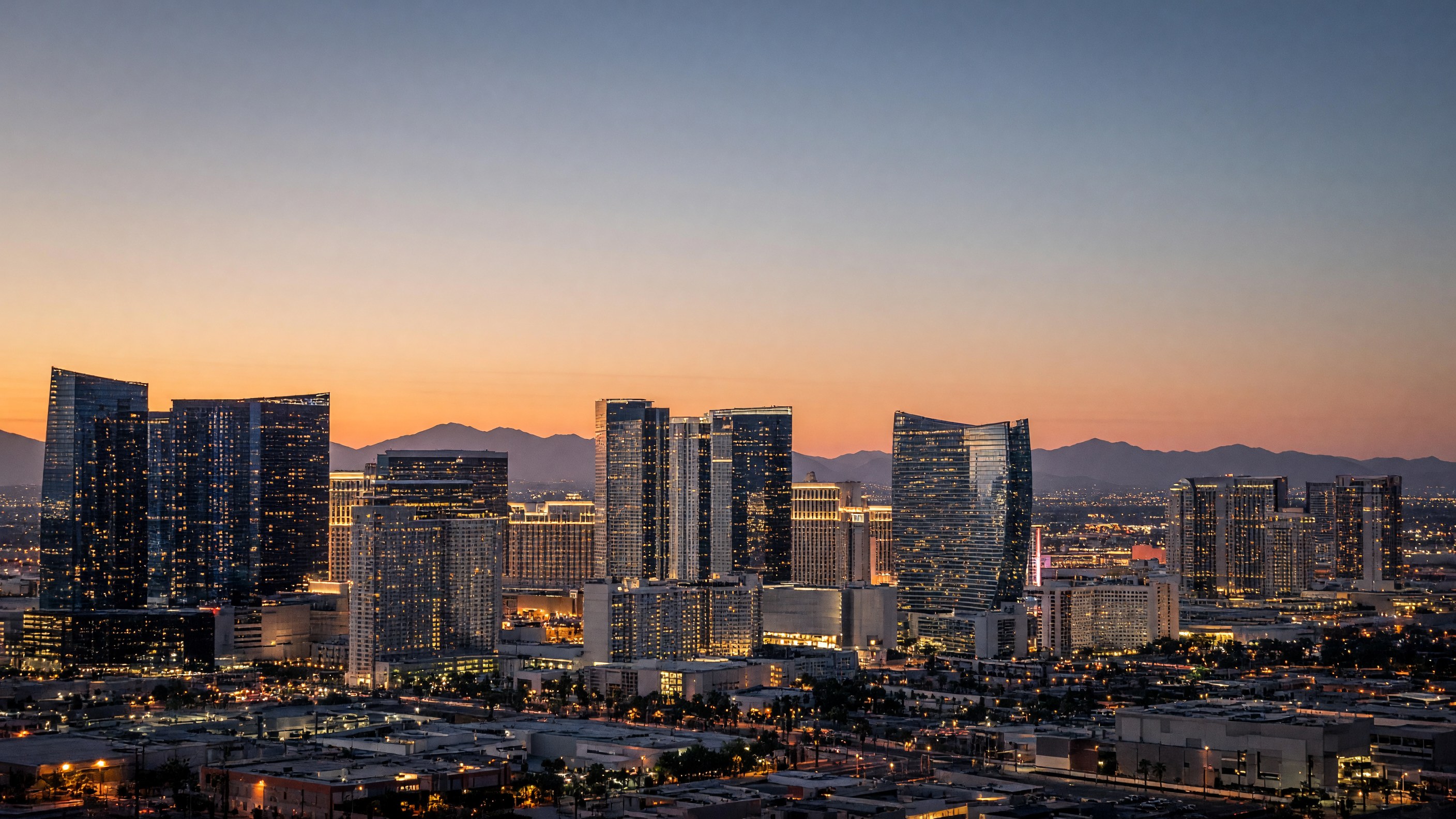 Las Vegas skyline at dusk