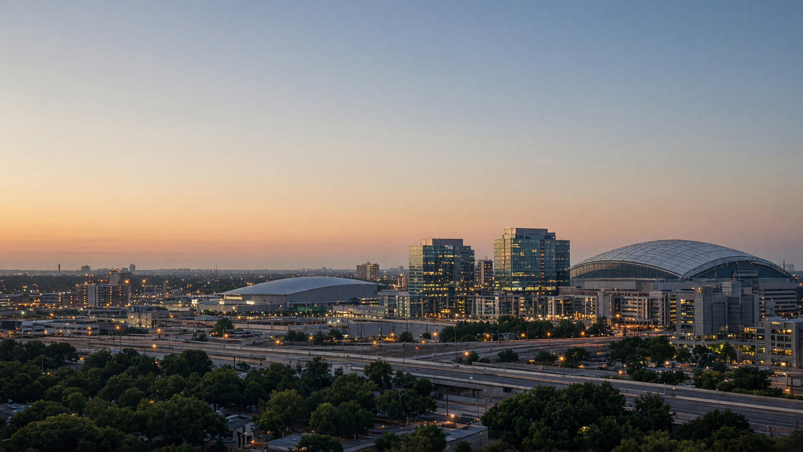 Arlington skyline at dusk