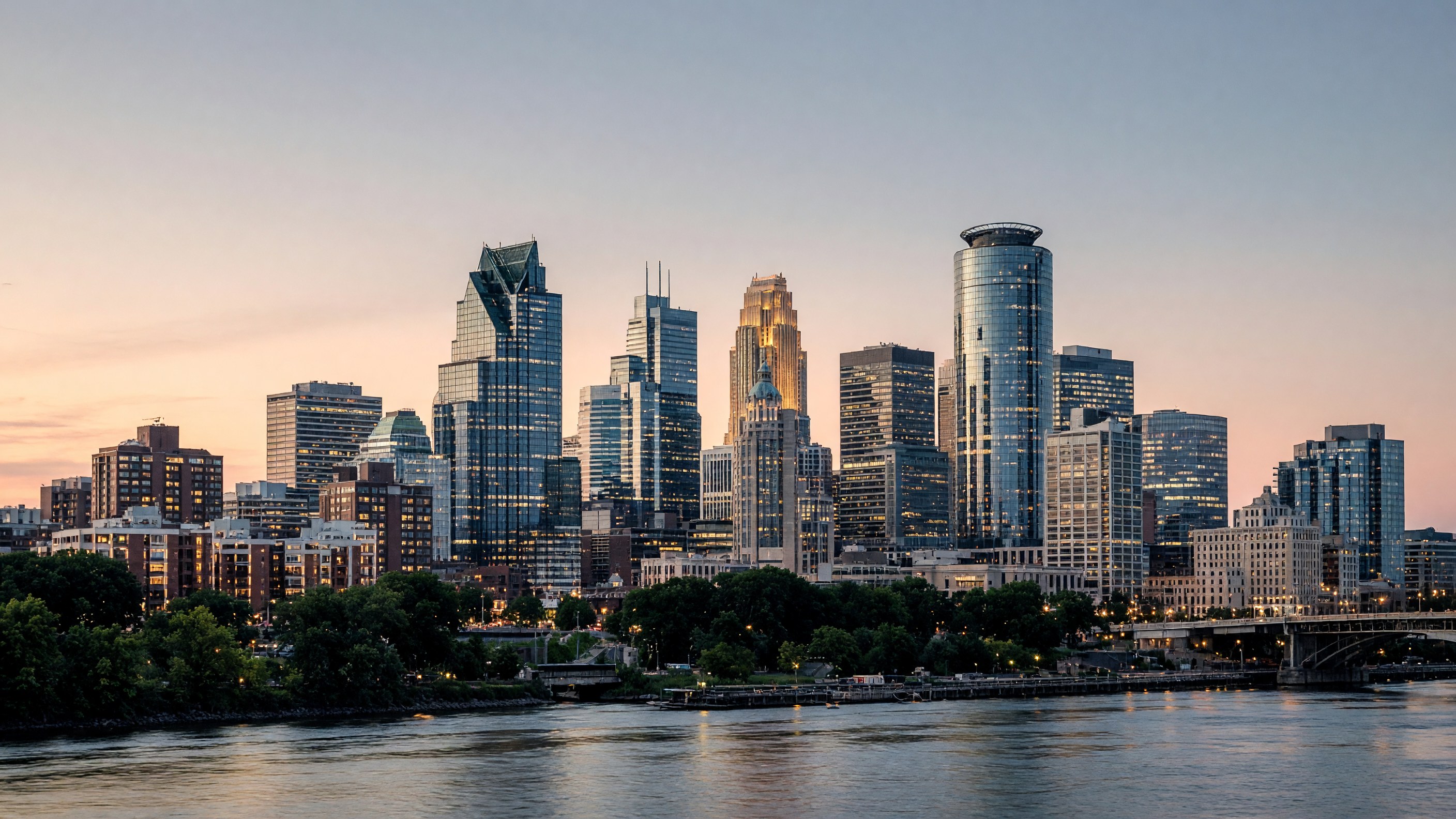 Minneapolis skyline at dusk