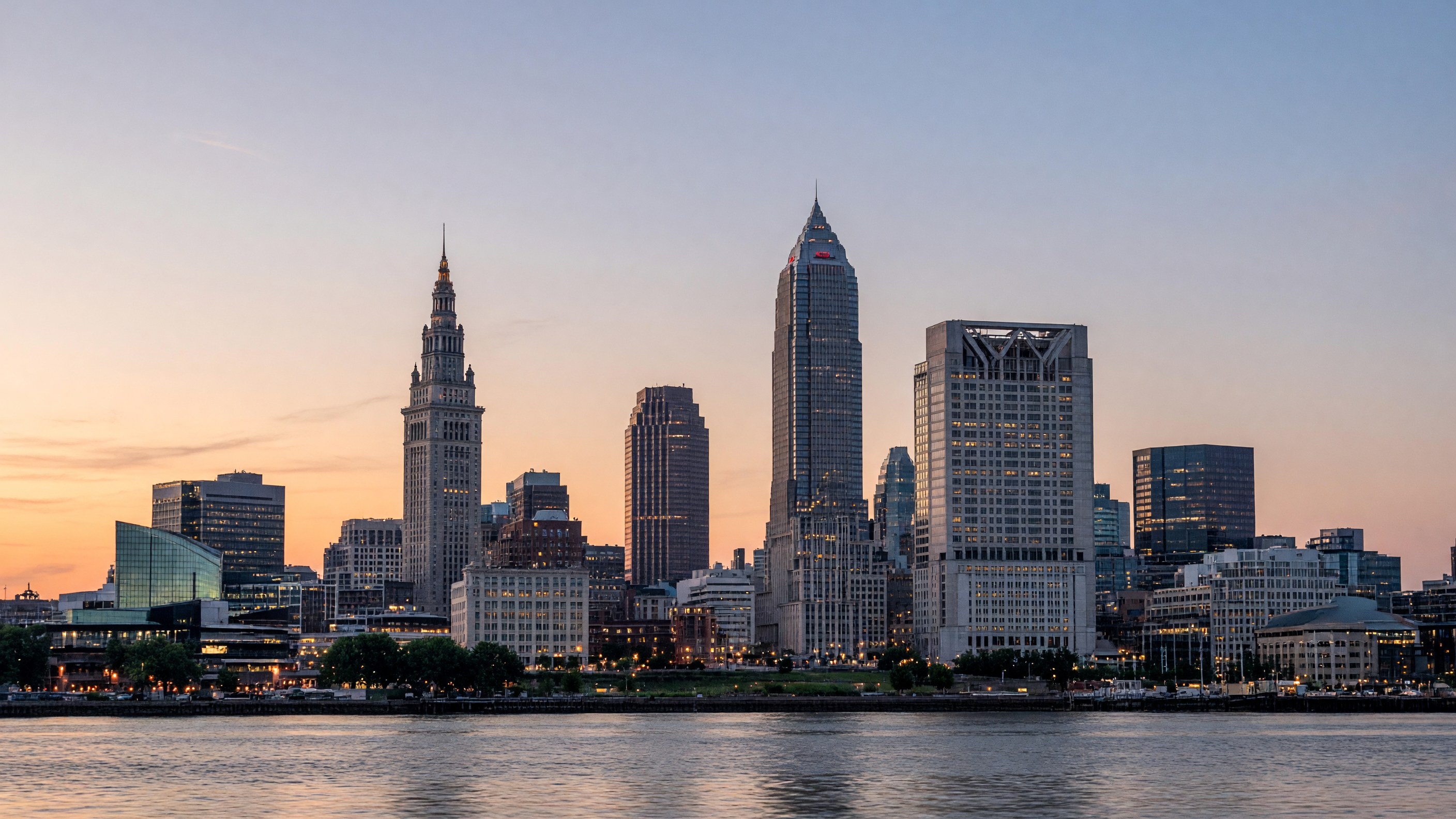 Cleveland skyline at dusk