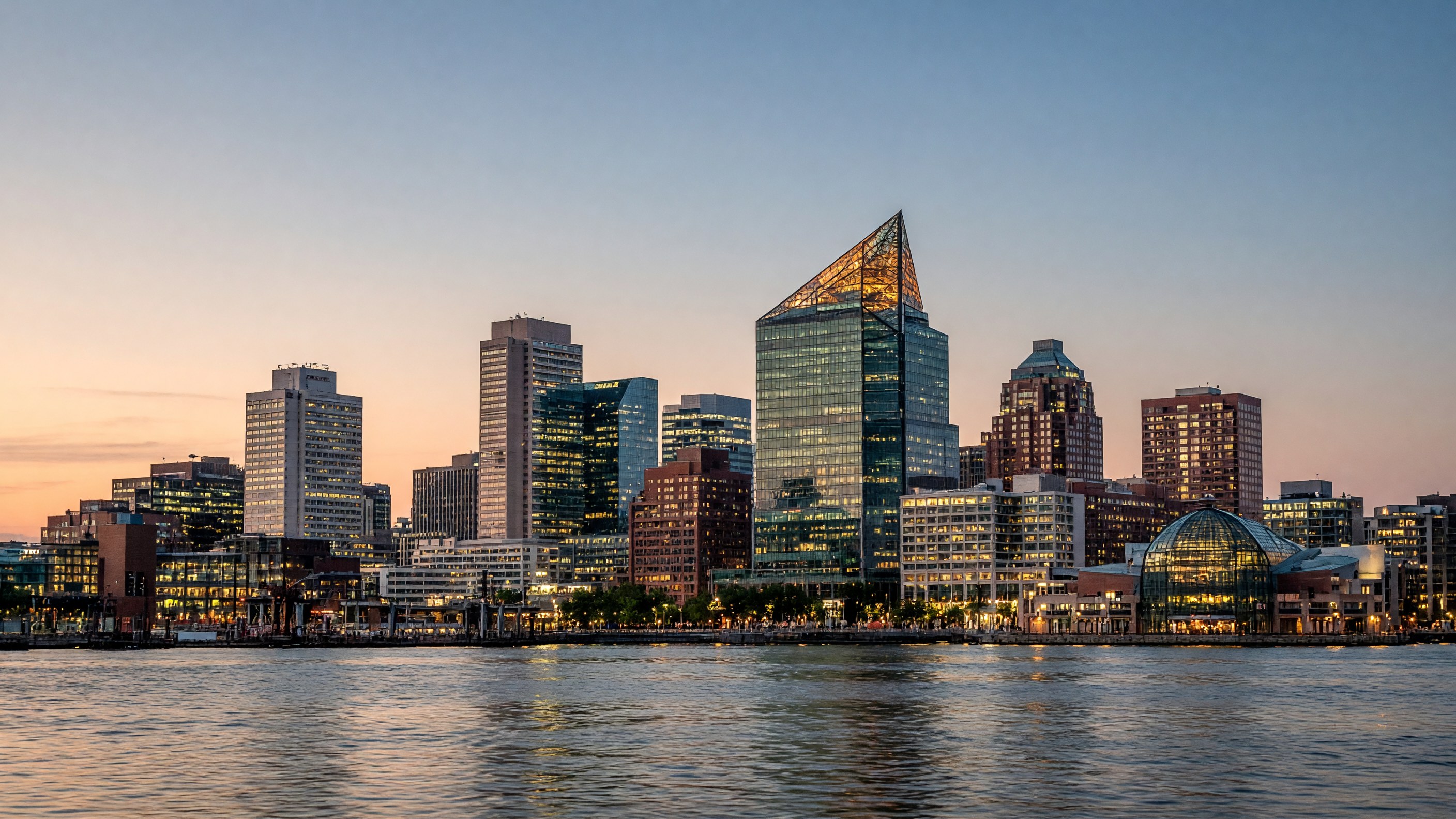 Baltimore skyline at dusk