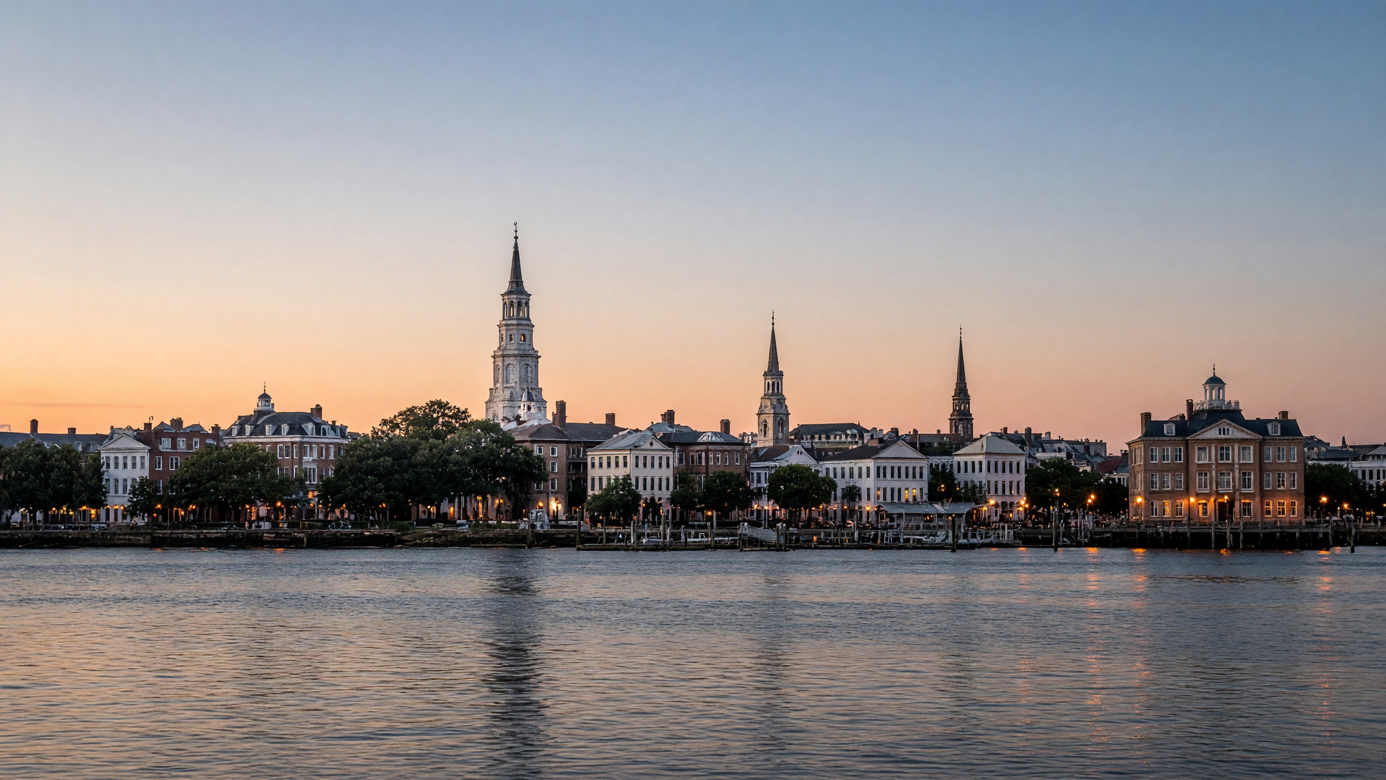 Charleston skyline at dusk