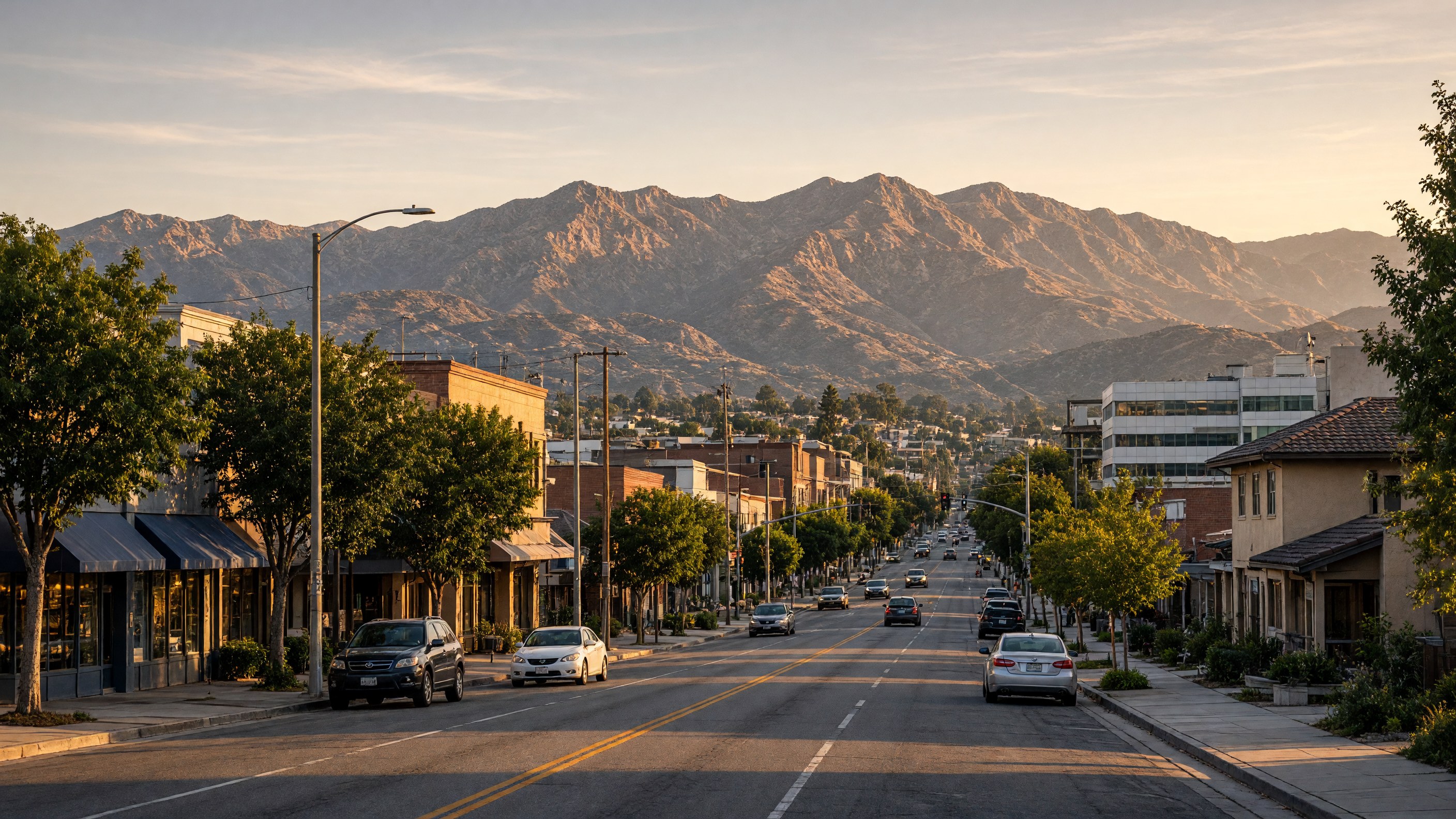 Downtown Simi Valley with Santa Susana Mountains in the background