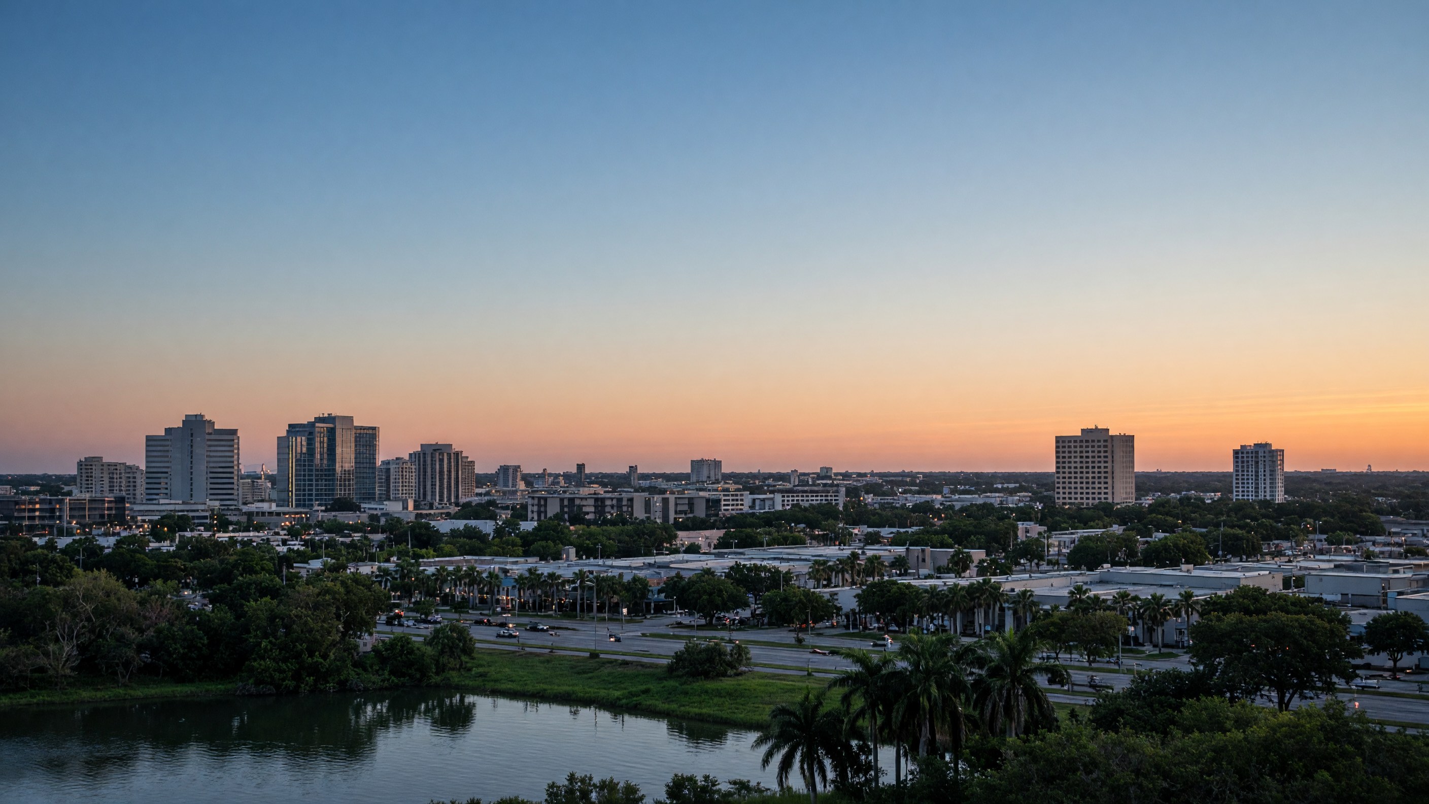 Pembroke Pines skyline at dusk