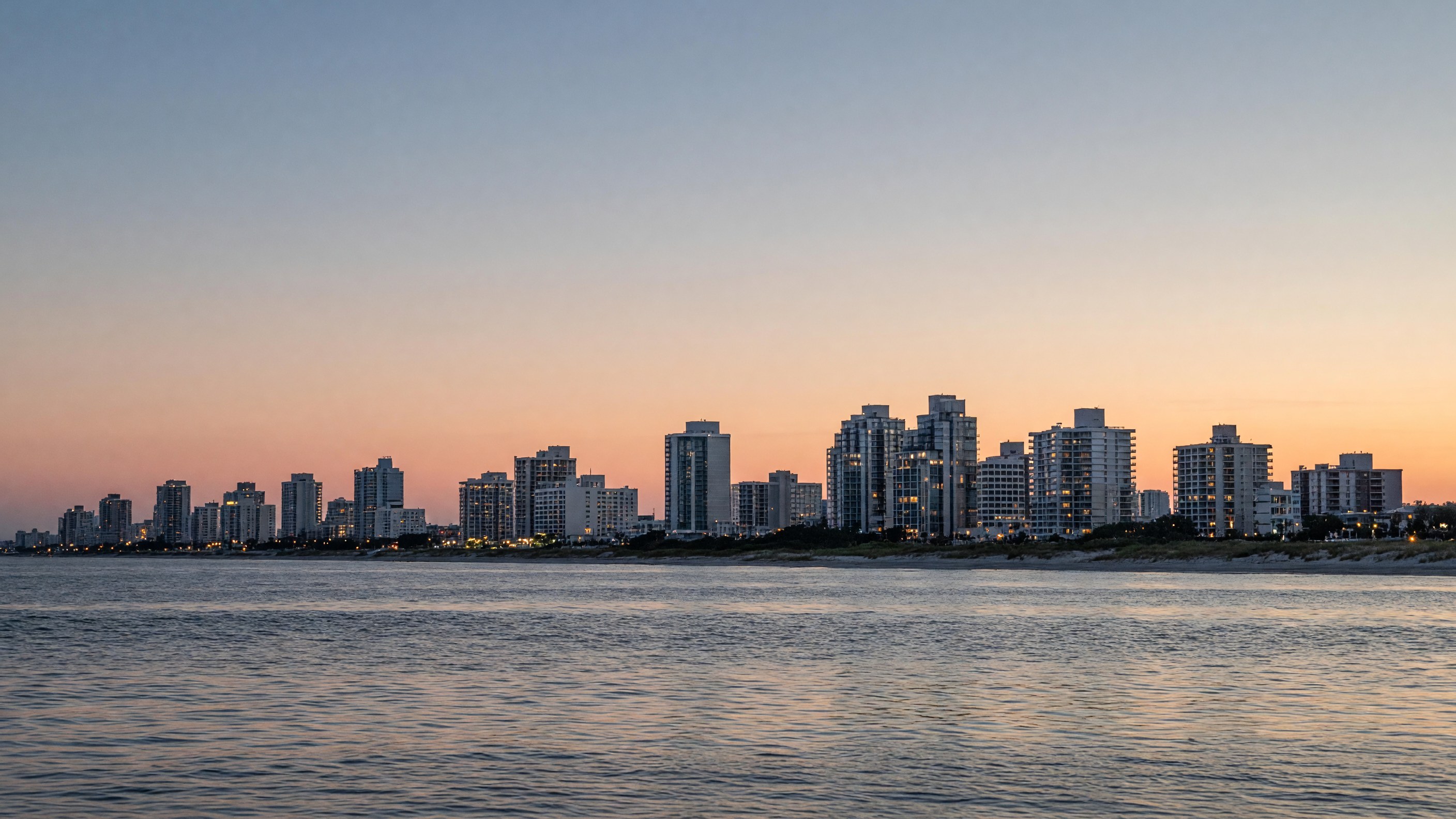 Virginia Beach skyline at dusk