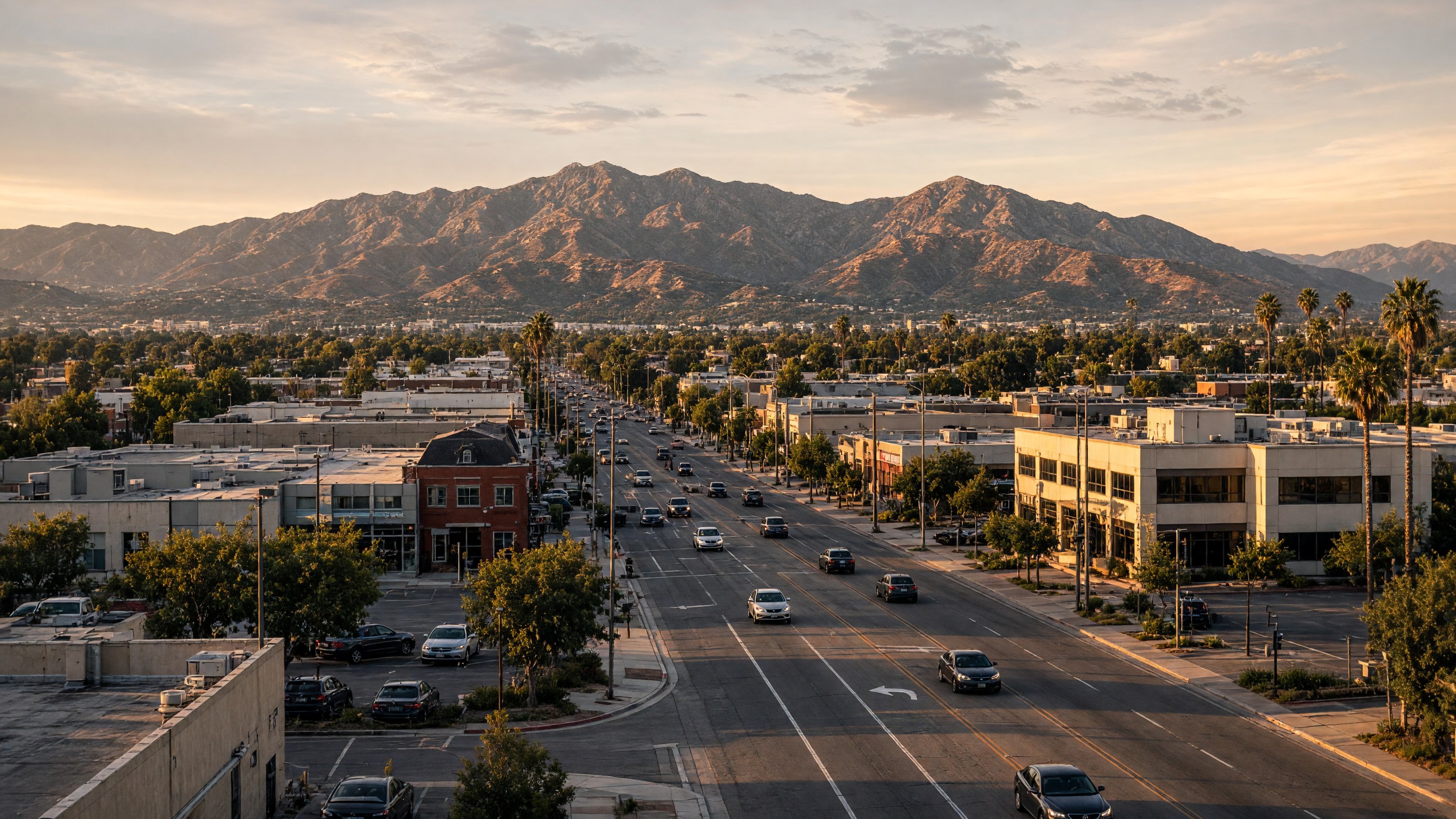 Downtown Moreno Valley with Box Springs Mountains in the background
