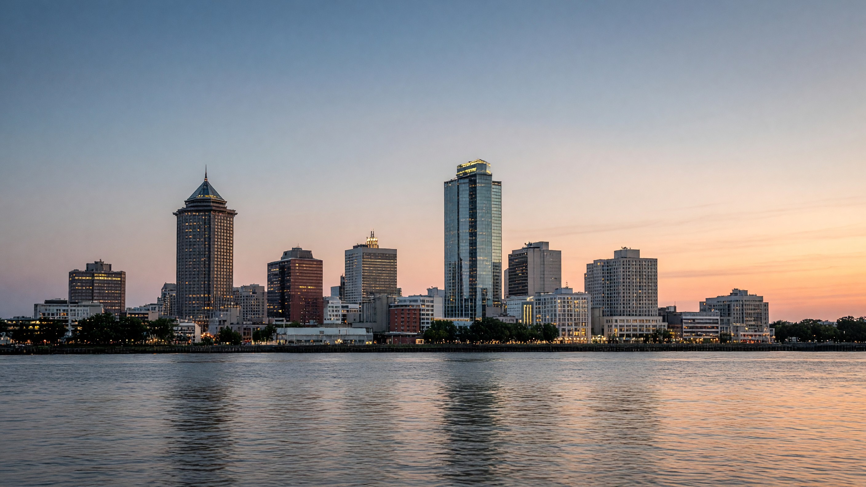 New Orleans skyline at dusk
