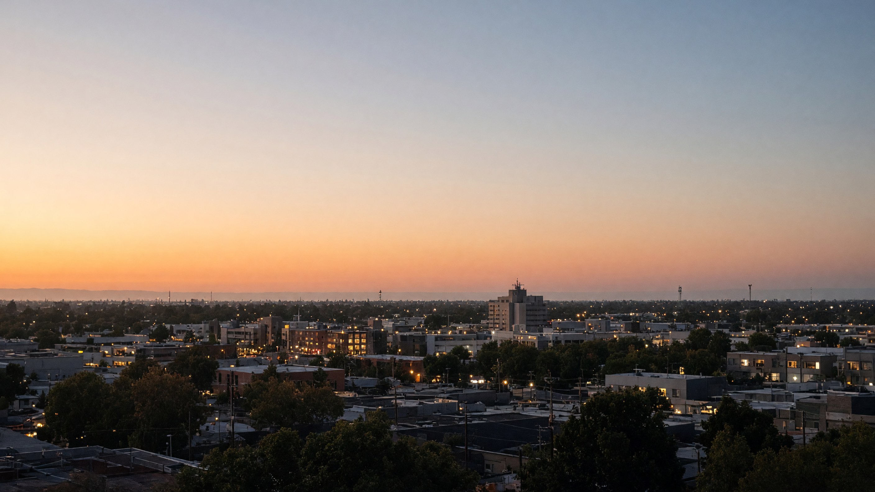Manteca skyline at dusk