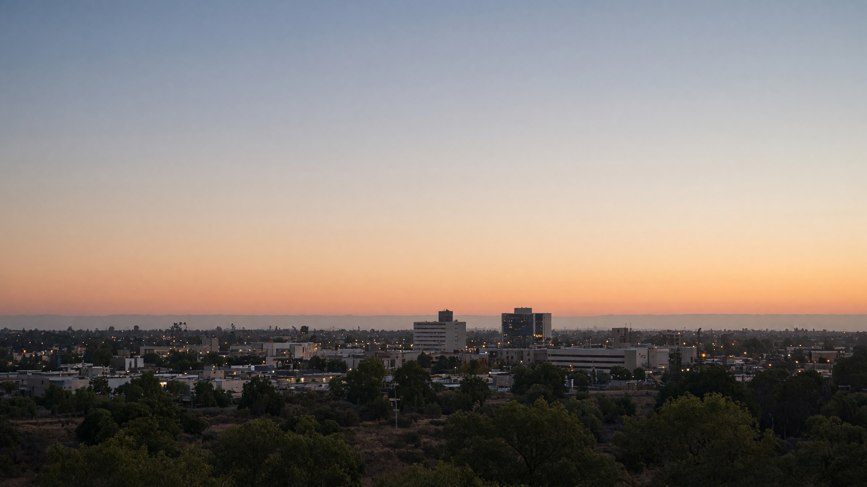 Merced skyline at dusk