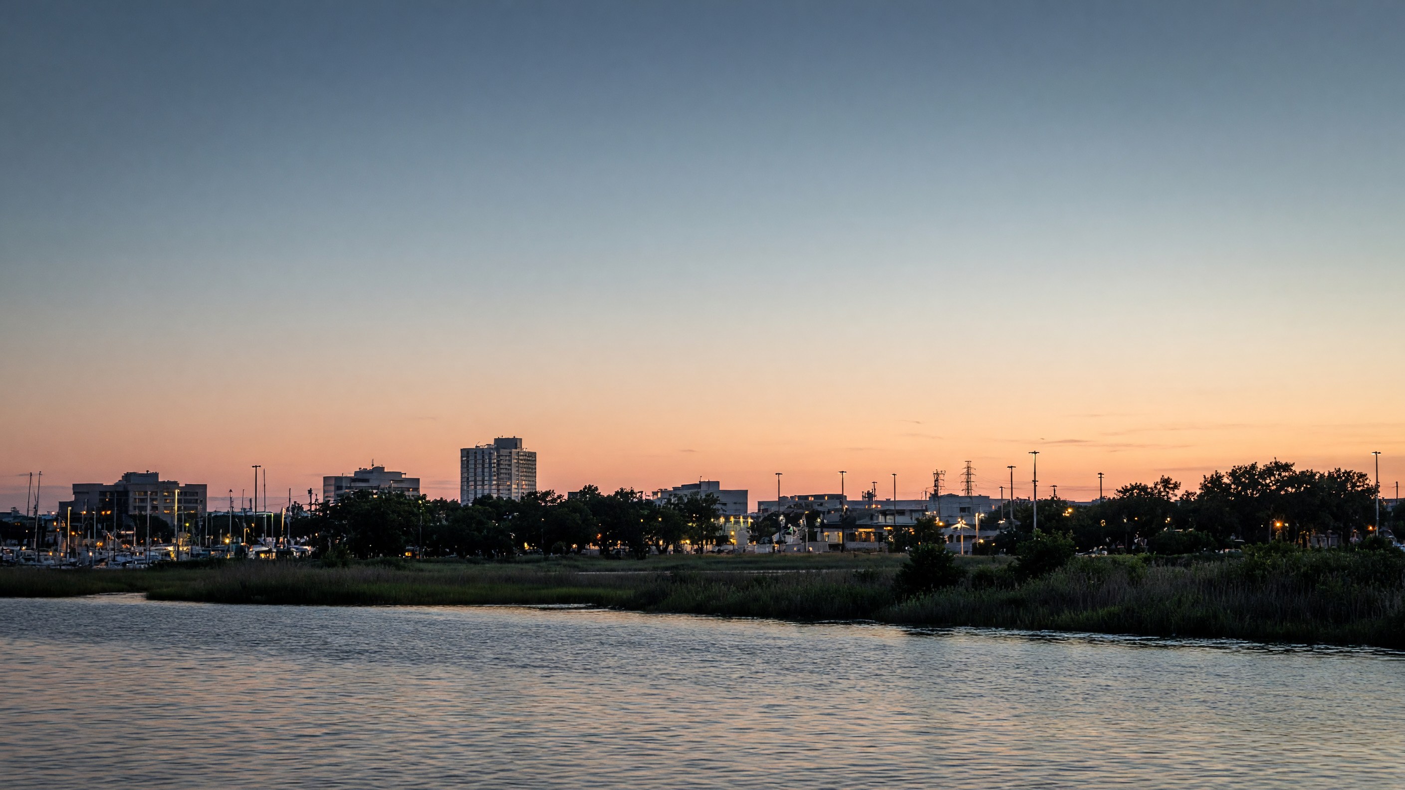 League City skyline at dusk