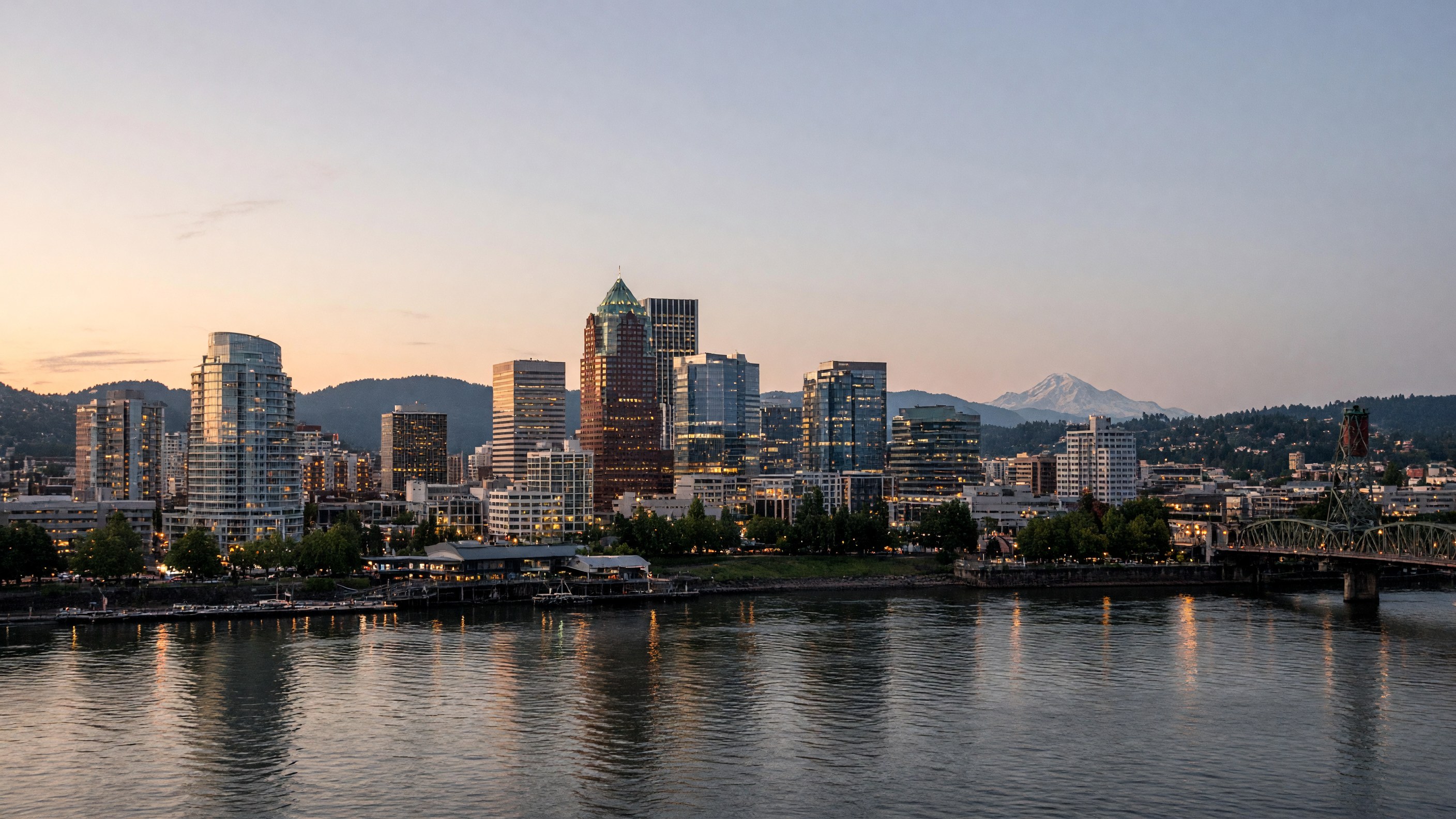 Portland skyline at dusk