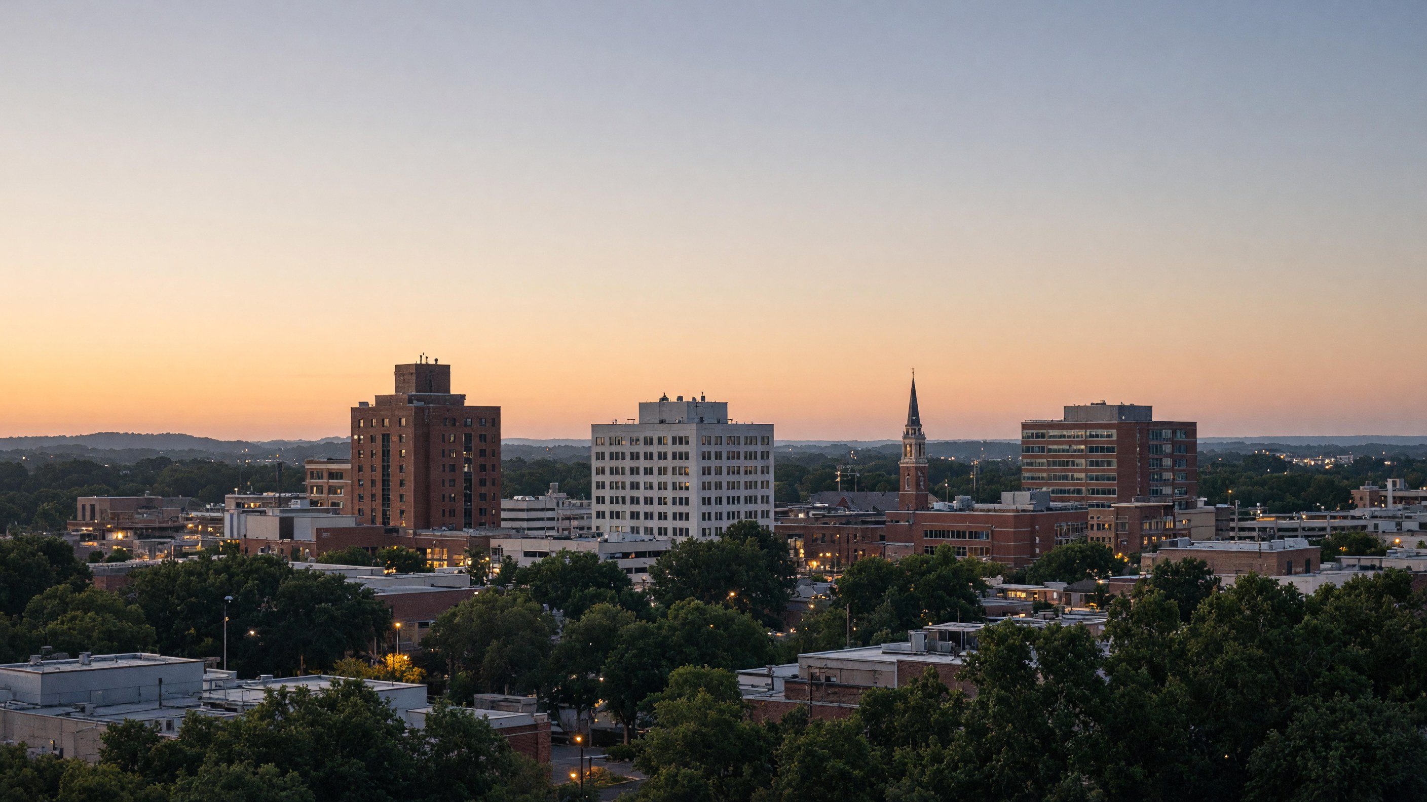 Rock Hill skyline at dusk