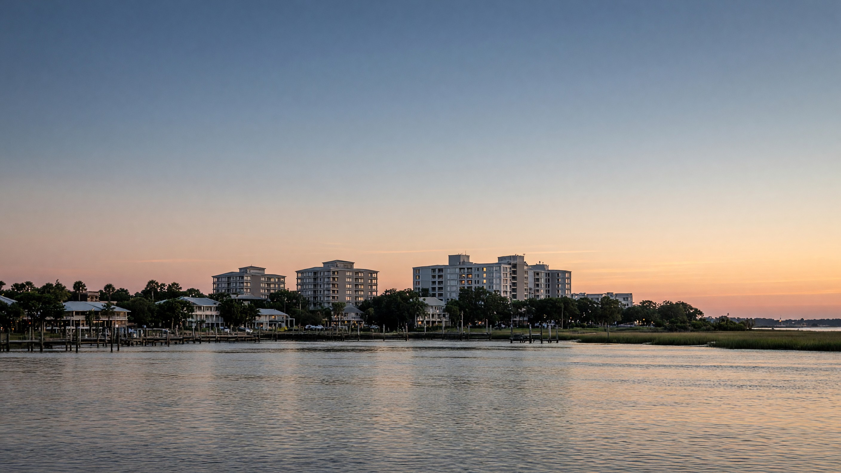 Mount Pleasant skyline at dusk