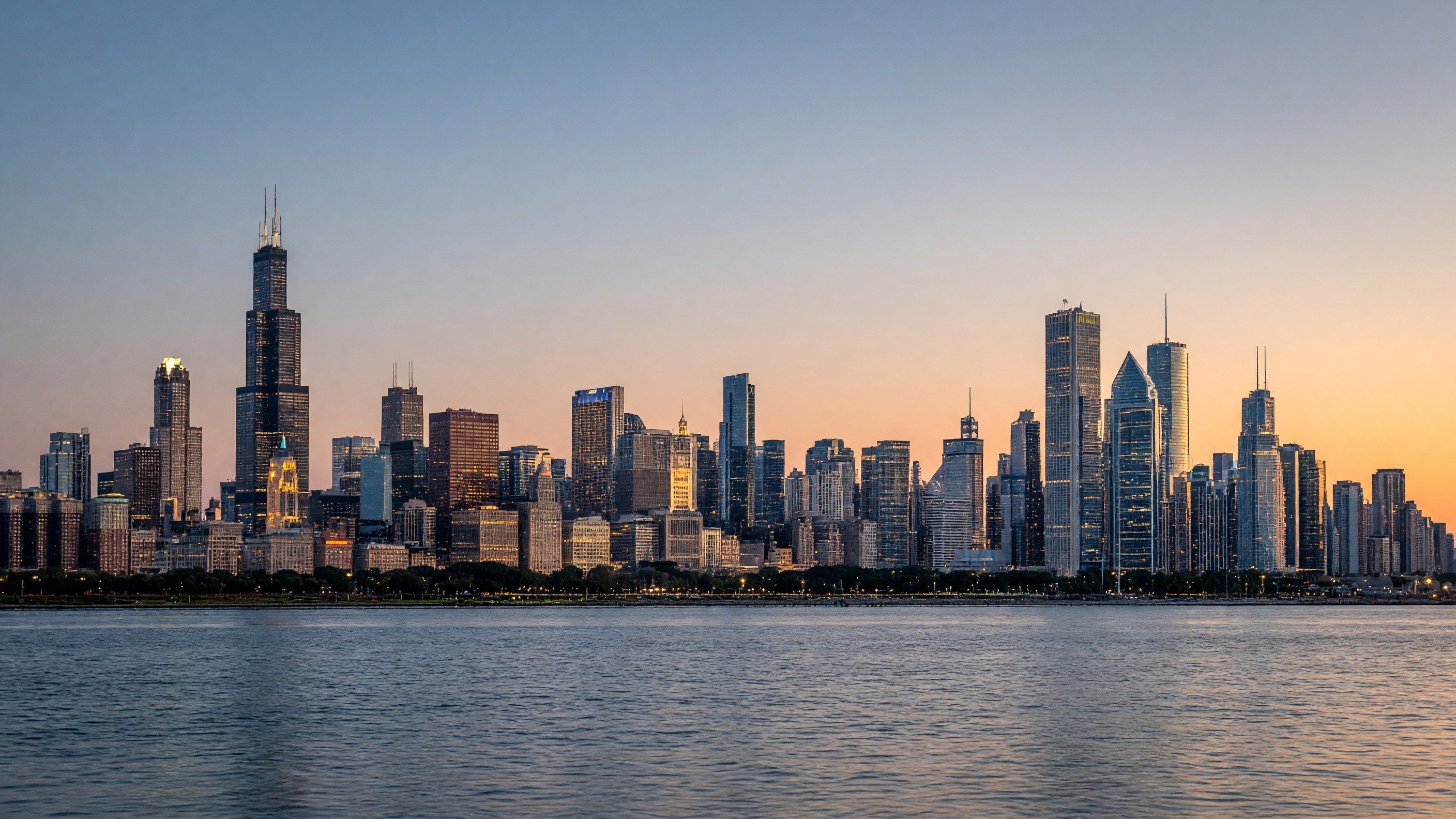 Chicago skyline at dusk