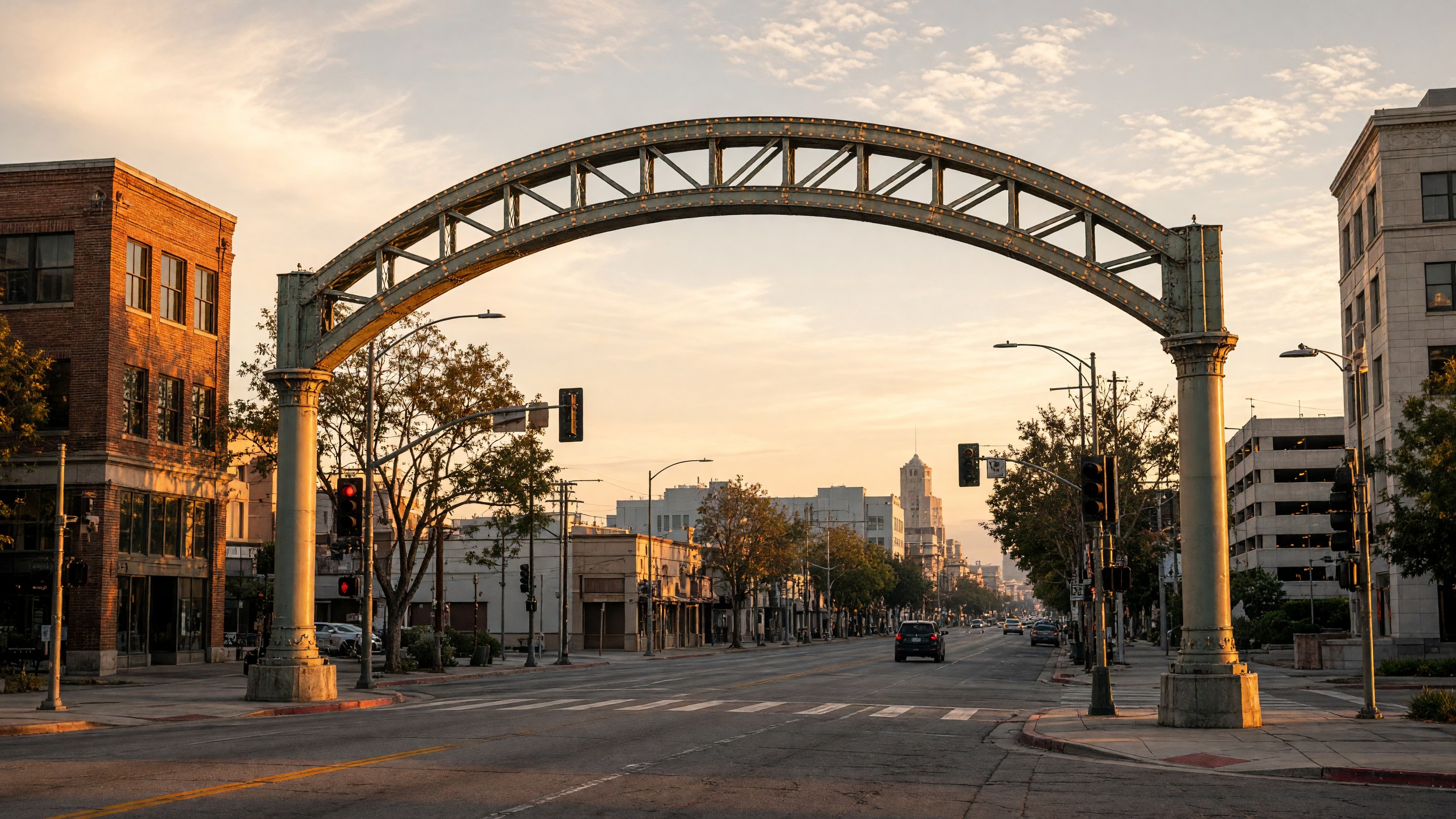 the Bakersfield Sign arch in Bakersfield