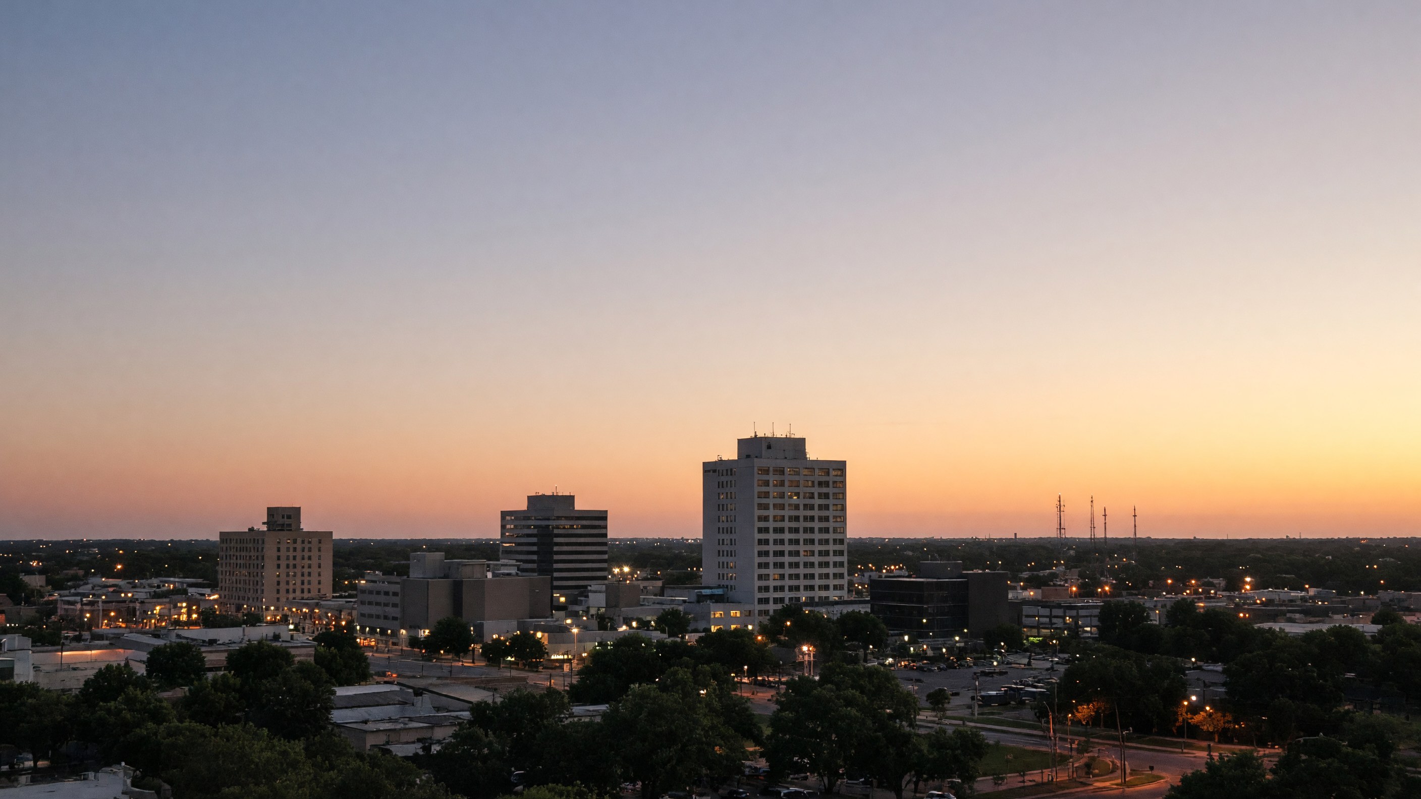 Harlingen skyline at dusk