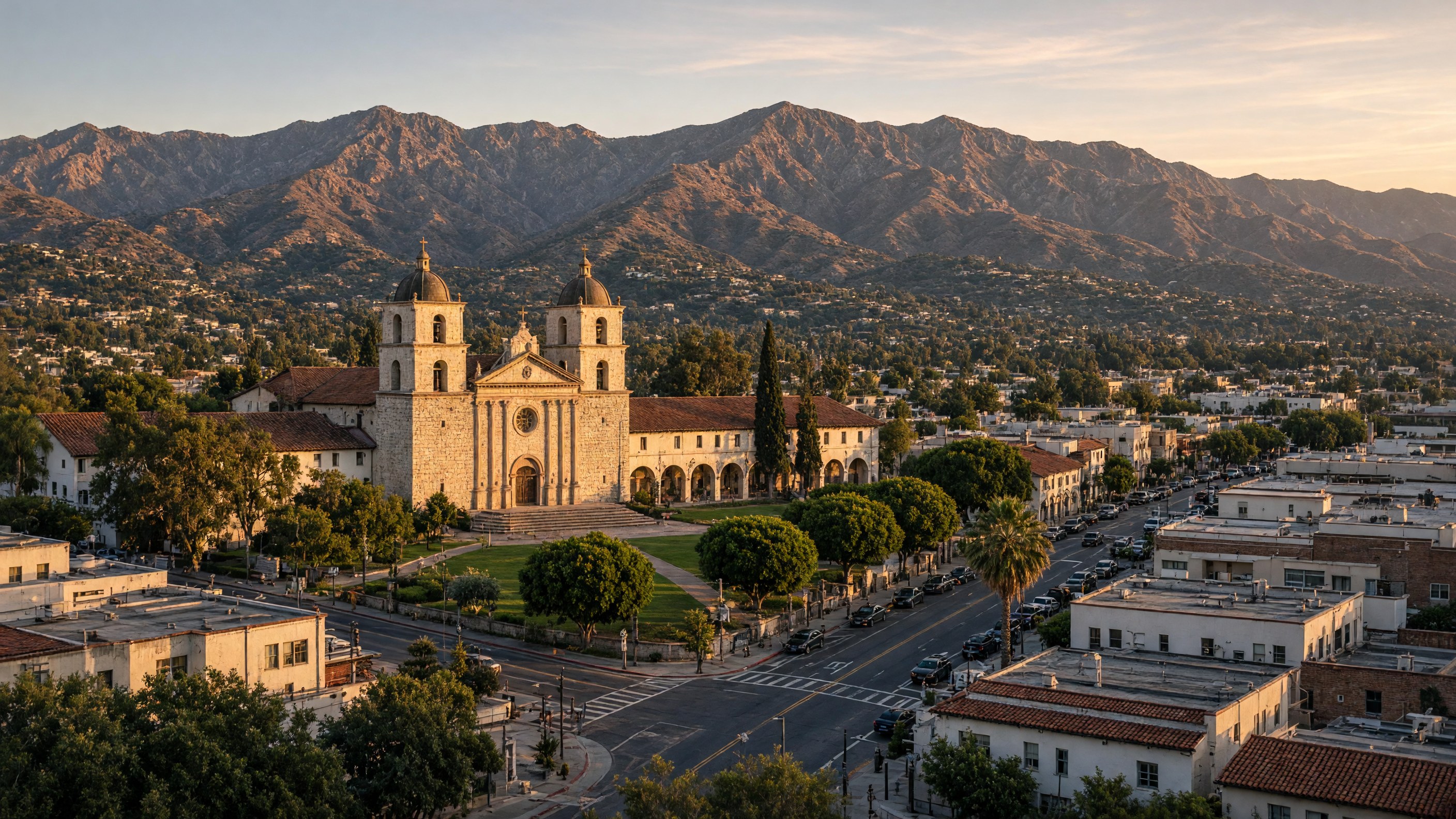 Old Mission Santa Barbara, Santa Ynez Mountains in Santa Barbara