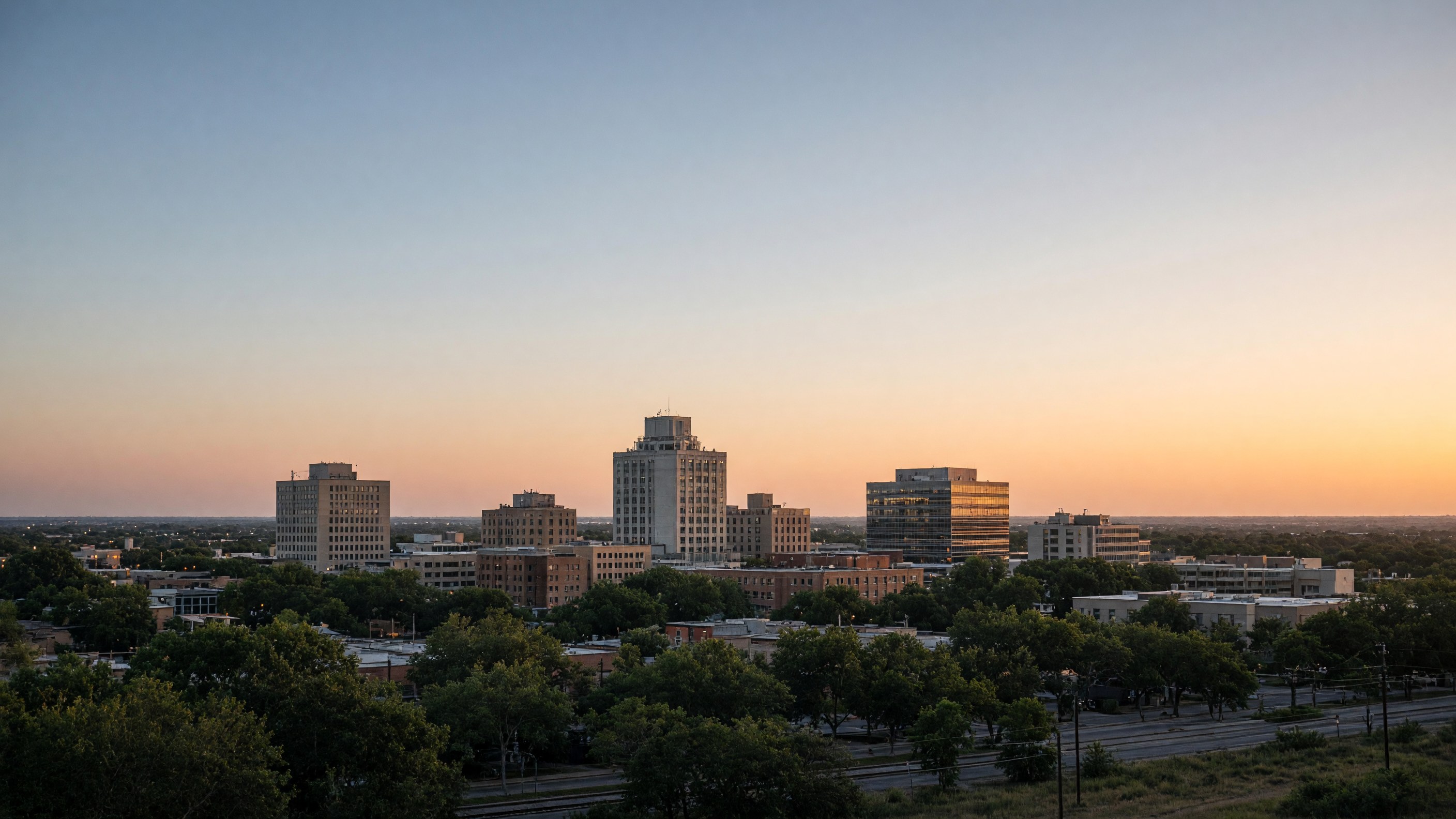 College Station skyline at dusk