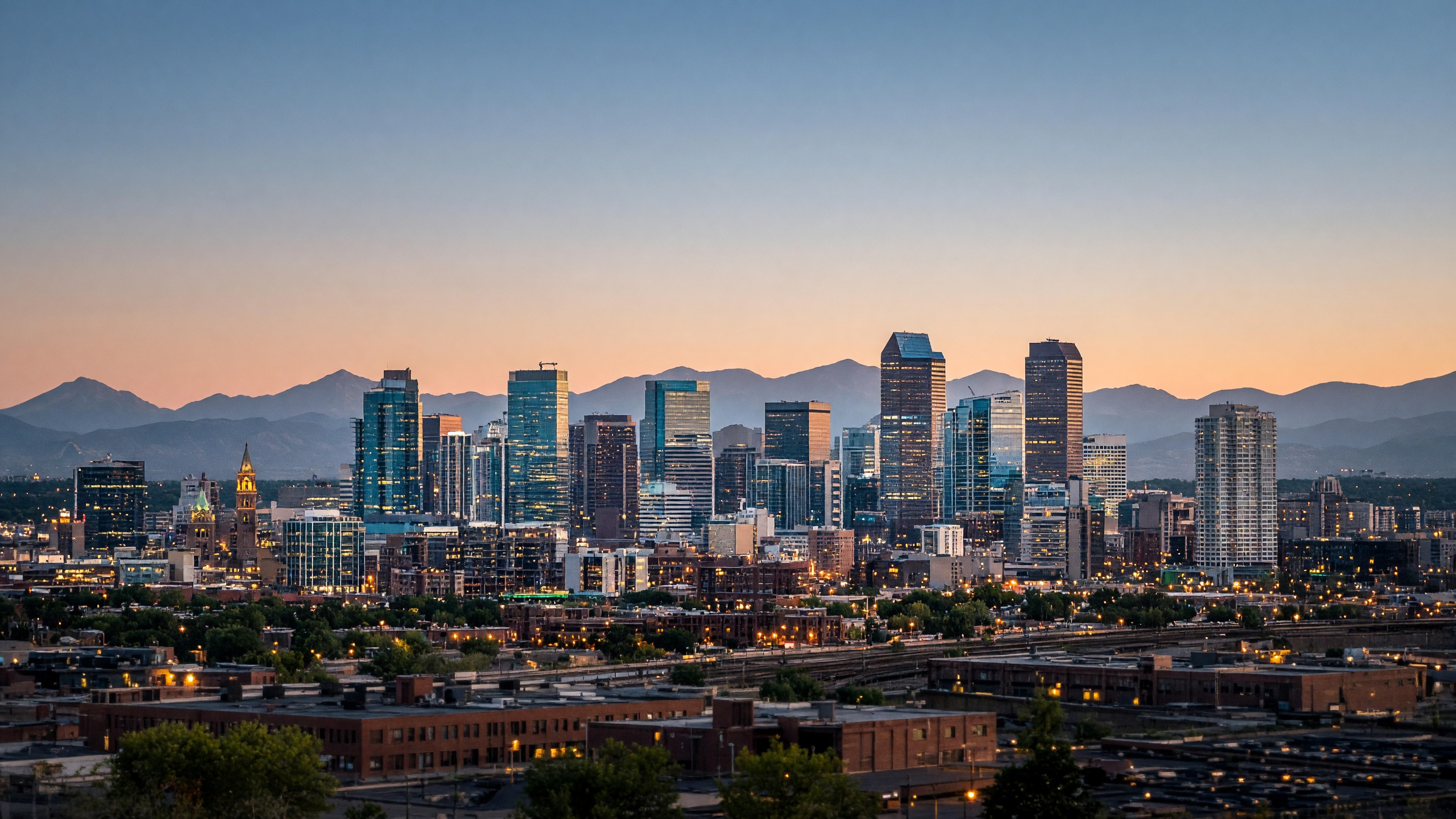 Denver skyline at dusk