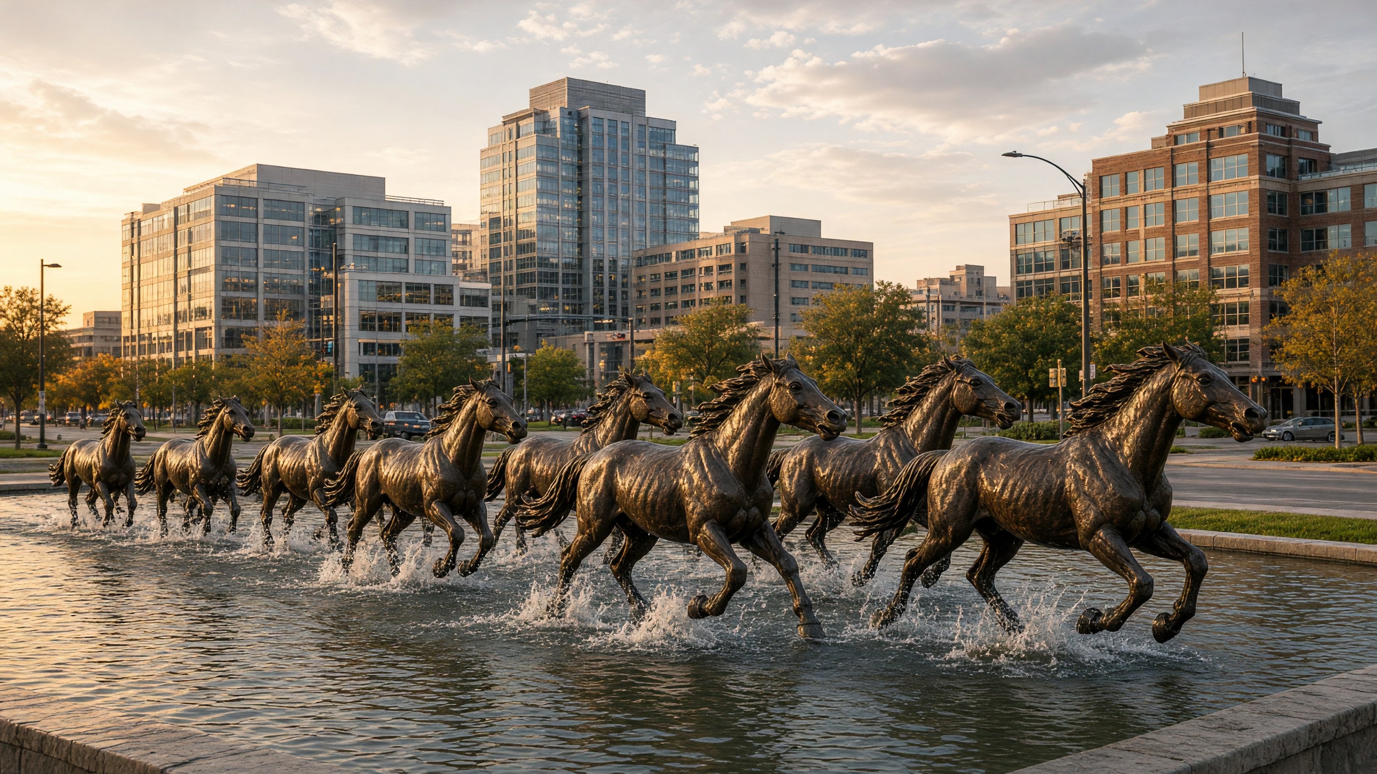 Mustangs at Las Colinas sculpture in Irving
