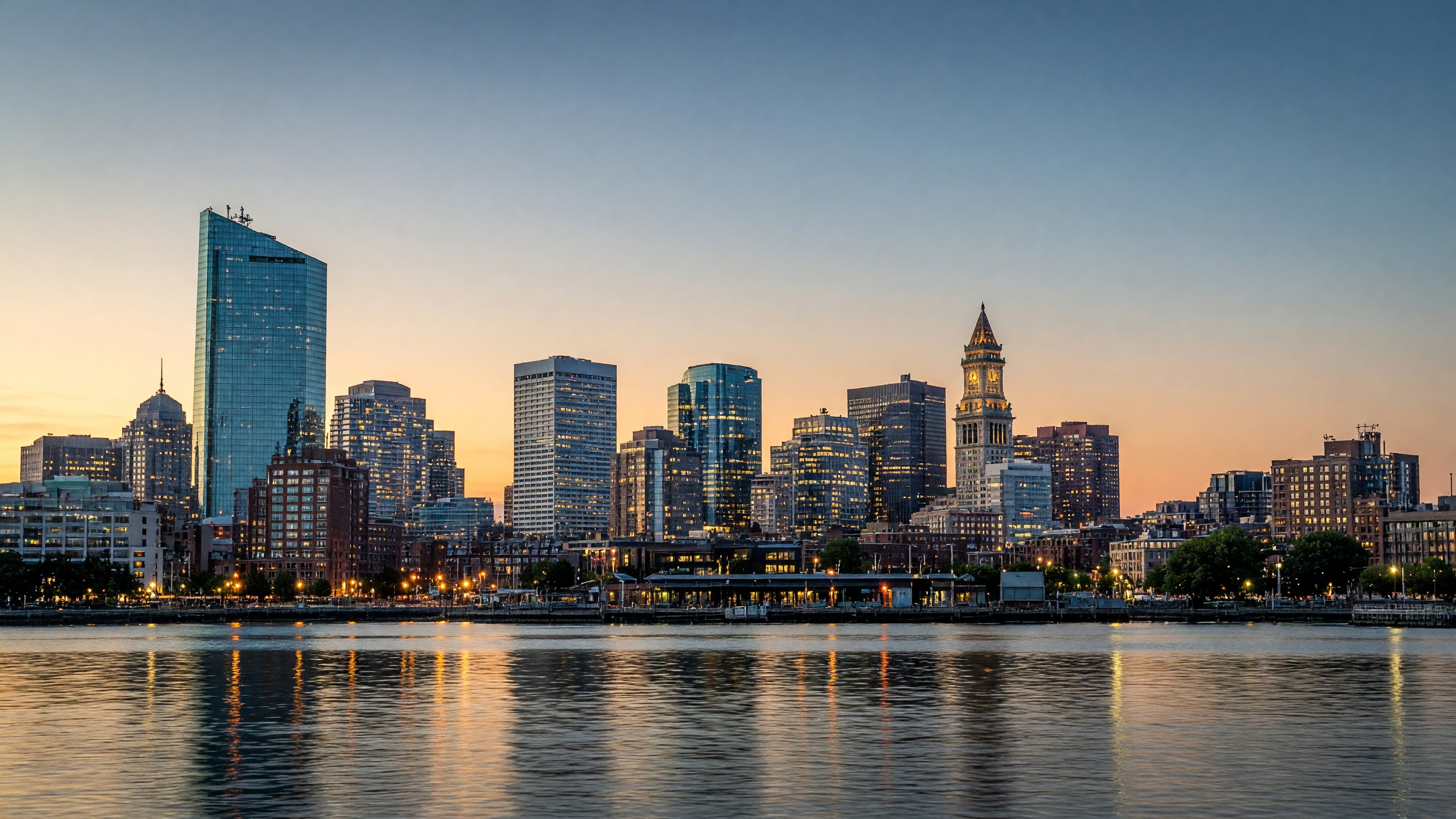 Boston skyline at dusk