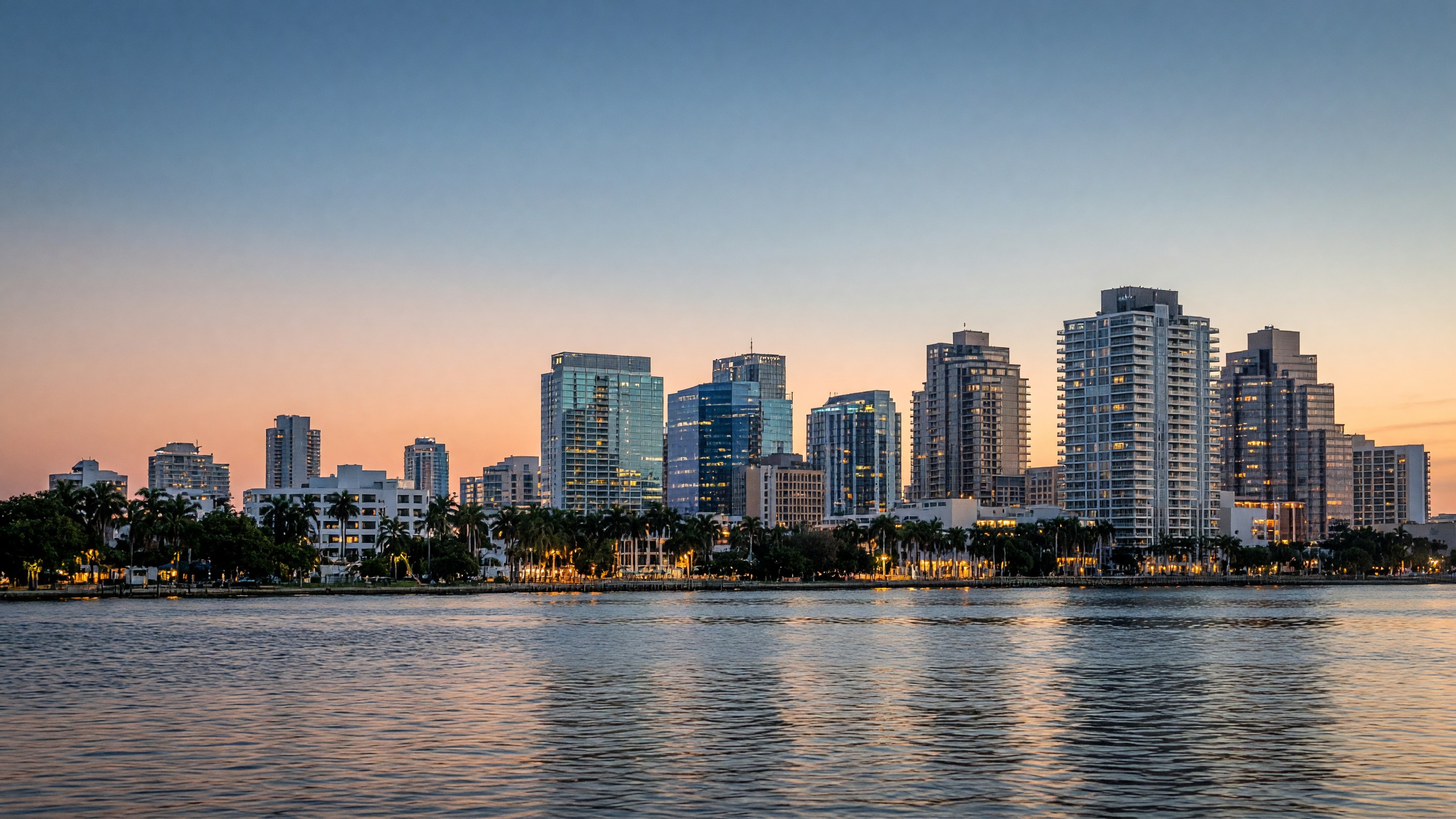 West Palm Beach skyline at dusk